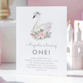 Waterverf Floral Swan Princess Birthday Pink Kaart
