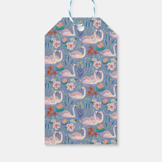  Waterverf Floral Swan Princess Name Cadeaulabel (Achterkant)