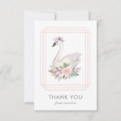  Waterverf Floral Swan Prinses Verjaardag Bedankkaart (Voorkant)