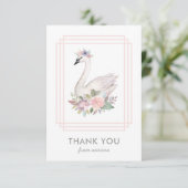  Waterverf Floral Swan Prinses Verjaardag Bedankkaart (Staand voorkant)