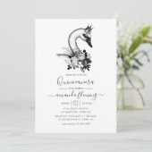 Waterverf Floral Swan Quinceañera Kaart (Staand voorkant)