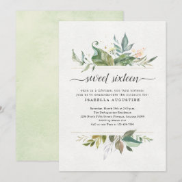 Waterverf Floral Sweet Sixteen Birthday Party Kaart