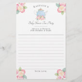 Waterverf Floral Tea | Advies van de Baby shower (Voorkant)