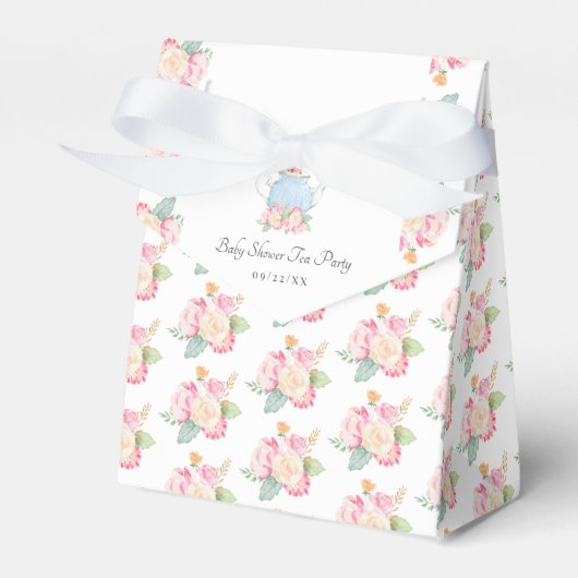 Waterverf Floral Tea | BABY SHOWER Bedankdoosjes (Voorkant Zijde)