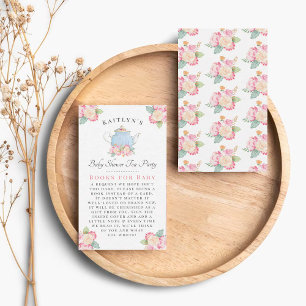 Waterverf Floral Tea   Baby shower Boek Informatiekaartje