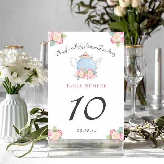 Waterverf Floral Tea | BABY SHOWER Kaart