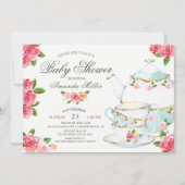 Waterverf Floral Tea Baby shower Kaart (Voorkant)