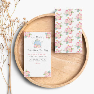 Waterverf Floral Tea   Baby shower luier Informatiekaartje
