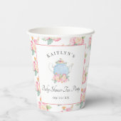 Waterverf Floral Tea | BABY SHOWER Papieren Bekers (Achterkant)