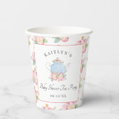 Waterverf Floral Tea | BABY SHOWER Papieren Bekers (Voorkant)