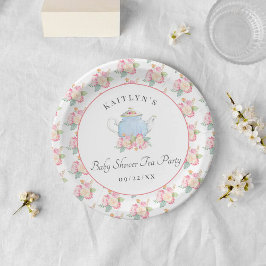 Waterverf Floral Tea | BABY SHOWER Papieren Bordje