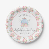 Waterverf Floral Tea | BABY SHOWER Papieren Bordje (Voorkant)