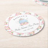 Waterverf Floral Tea | BABY SHOWER Ronde Kartonnen Onderzetter (Gebogen)
