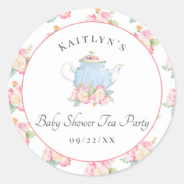 Waterverf Floral Tea | BABY SHOWER Ronde Sticker
