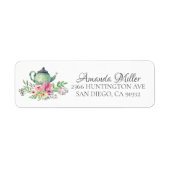 Waterverf Floral Tea Bridal Return Address Label (Voorkant)