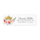 Waterverf Floral Tea Bridal Return Address Label (Voorkant)