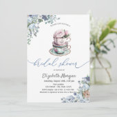 Waterverf Floral Tea cup Vrijgezellenfeest Kaart (Staand voorkant)