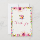 Waterverf Floral Tea Partij Dank je kaarten (Achterkant)