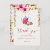 Waterverf Floral Tea Partij Dank je kaarten (Voorkant / Achterkant)