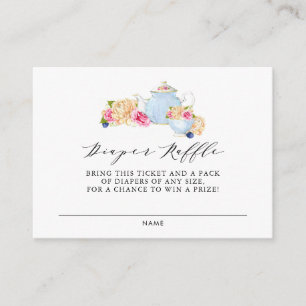 Waterverf Floral Tea Party Diaper Raffle Kaart