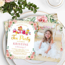 Waterverf Floral Tea Party Girls Birthday Foto