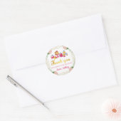 Waterverf Floral Tea Party Gold Glitter Hartelijk  Ronde Sticker (Envelop)