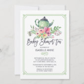 Waterverf Floral Tea Party Neutral Baby shower Kaart (Voorkant)