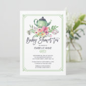 Waterverf Floral Tea Party Neutral Baby shower Kaart (Staand voorkant)