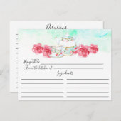 Waterverf Floral Tea Pot Floral Recipe Card Briefkaart (Voorkant / Achterkant)