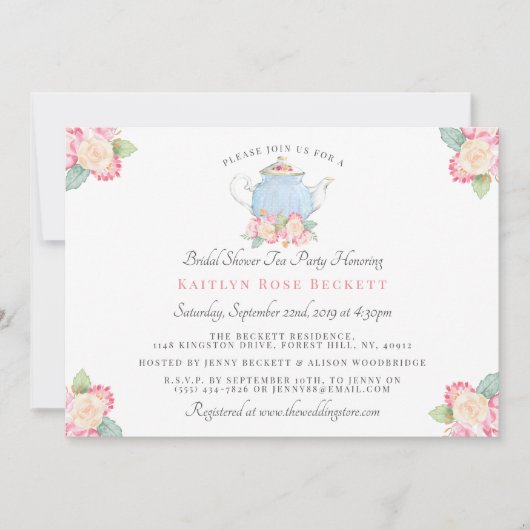 Waterverf Floral Tea | VRIJGEZELLENFEEST Kaart (Voorkant)