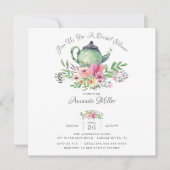 Waterverf Floral Teapot Bridal Shower Kaart (Voorkant)