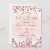 Waterverf Floral Teapot Macaron Baby shower Kaart (Voorkant)