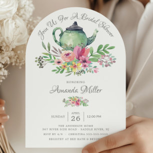 Waterverf Floral Teapot Vrijgezellenfeest Kaart