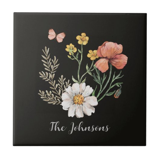 Waterverf Floral Tegeltje (Voorkant)