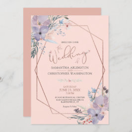 Waterverf Floral Terra Cotta Roos Gold Wedding Kaart