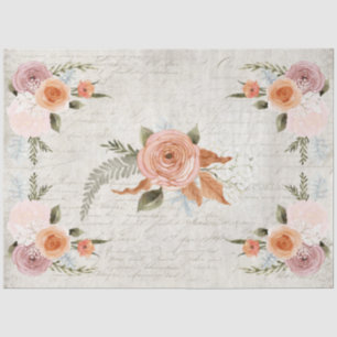 Waterverf Floral Terracotta Pink Ephemera Tissuepapier