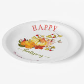 Waterverf Floral Thanksgiving Herfst Papieren Bordje (Gekanteld)