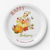 Waterverf Floral Thanksgiving Herfst Papieren Bordje (Voorkant)