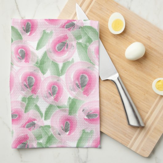 Waterverf Floral Theedoek (Quarter Fold)