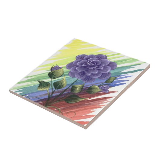 Waterverf Floral Tile 1 Tegeltje (Zijkant)