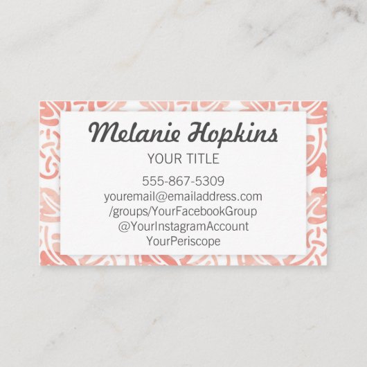 Waterverf Floral Tile Pattern Earth Visitekaartje (Achterkant)