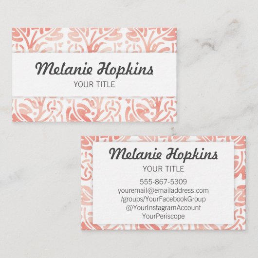 Waterverf Floral Tile Pattern Earth Visitekaartje (Voorkant / Achterkant)