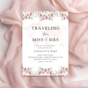 Waterverf Floral Travel Vrijgezellenfeest Kaart