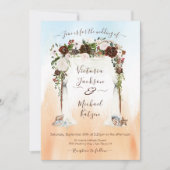 Waterverf Floral Tropical Beach Canopy Bruiloft Kaart (Voorkant)