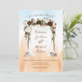 Waterverf Floral Tropical Beach Canopy Bruiloft Kaart (Staand voorkant)