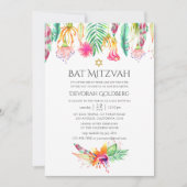 Waterverf Floral Tropical Summer Bat Mitzvah Kaart (Voorkant)