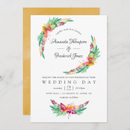 Waterverf Floral Tropical Summer Beach Weddenschap Kaart