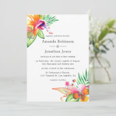 Waterverf Floral Tropical Summer Beach Weddenschap Kaart (Staand voorkant)