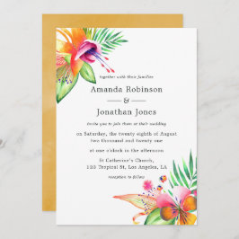 Waterverf Floral Tropical Summer Beach Weddenschap Kaart