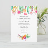 Waterverf Floral Tropical Summer Beach Weddenschap Kaart (Staand voorkant)